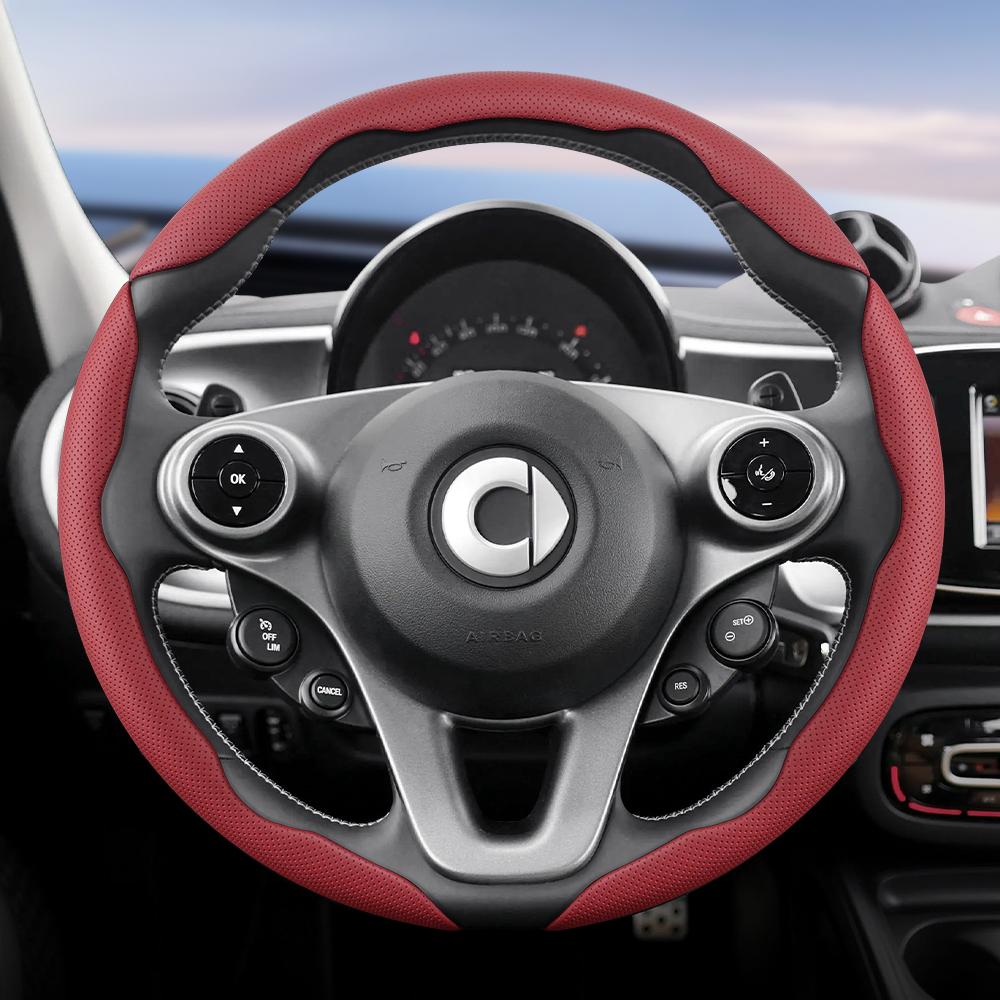 Vcxja9 Vhodné pro Smart Prodyšný Kožený Potah Volantu s Dírami Segmentovaný Design Rychloupínání Protiskluzový a Odolný Fortwo 451 450 453