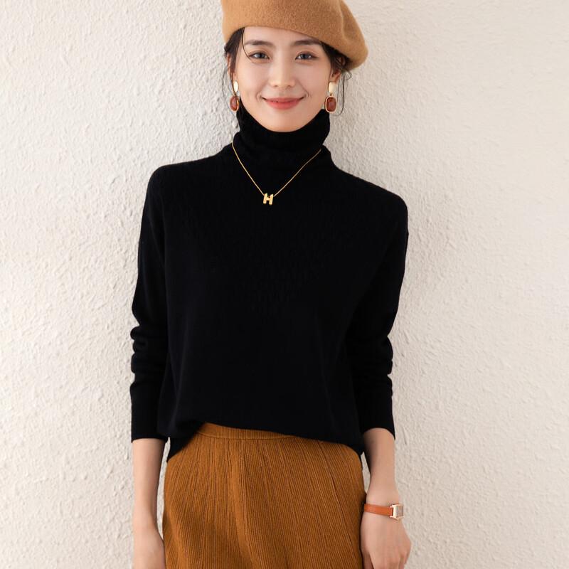 TUHUANG Damen Pullover aus reiner Wolle mit Lochmuster als Basisschicht