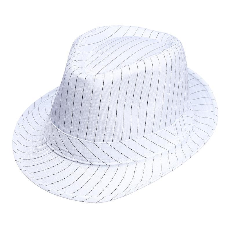 

Корейская повседневная шляпа Британский ретро цилиндр Полосатая джазовая шляпа Летние сценические шляпы для женщин белый