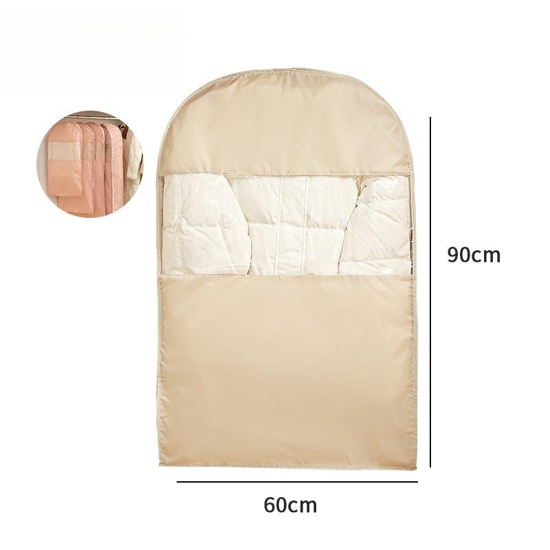 

Hanging Garment Dust Cover with Compression for Down Jacket Long Clothes Coat Wardrobe Storage Bag Dustproof Clothes Organizer