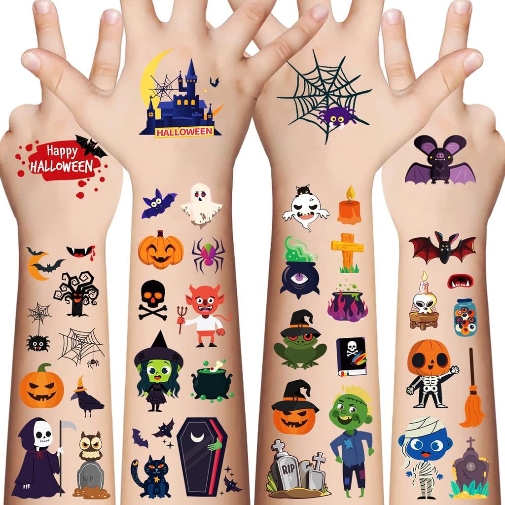 20 Blätter Leuchtende Halloween Temporäre Tattoos, 360 Stück Halloween Cosplay Gesicht Fake Tattoos, Leuchten im Dunkeln Tattoos, Feiertagsset