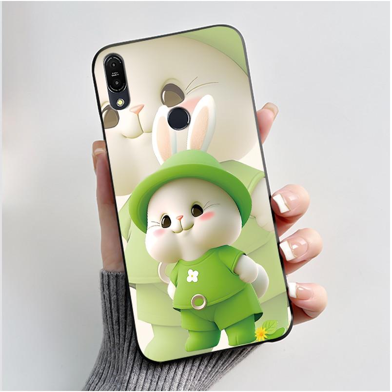 For Asus Zenfone Max Pro M1 ZB602KL ZB601KL X00TD / Max M1 ZB555KL X00PD Case Rabbit Cartoon Animals Black Soft Silicone Cover