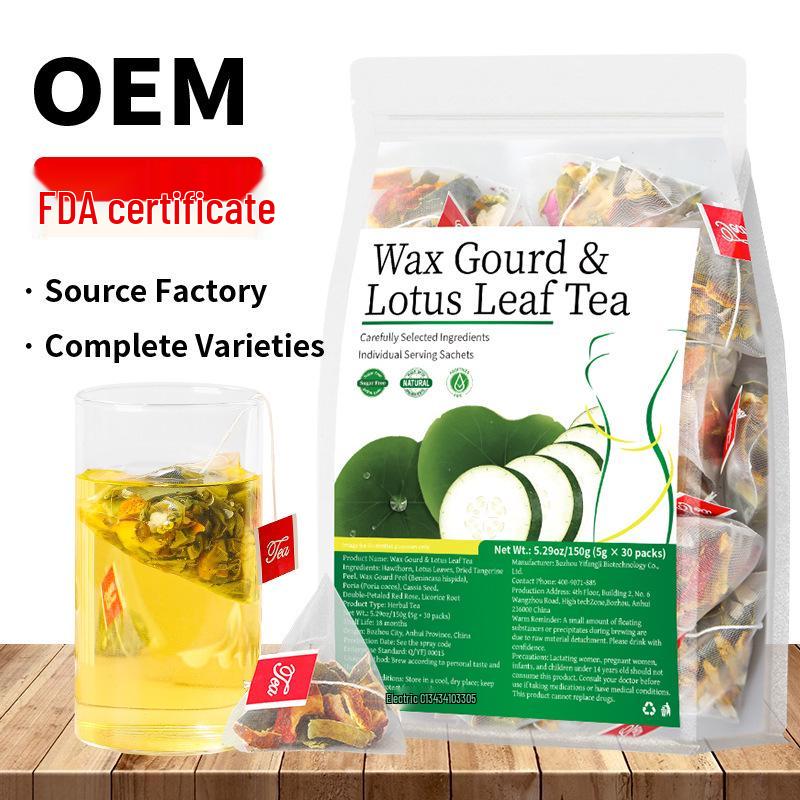Чай из восковой тыквы и листьев лотоса, Чай из зимней дыни и листьев лотоса, Чай из розы, боярышника и листьев лотоса (Не для внутренней продажи)