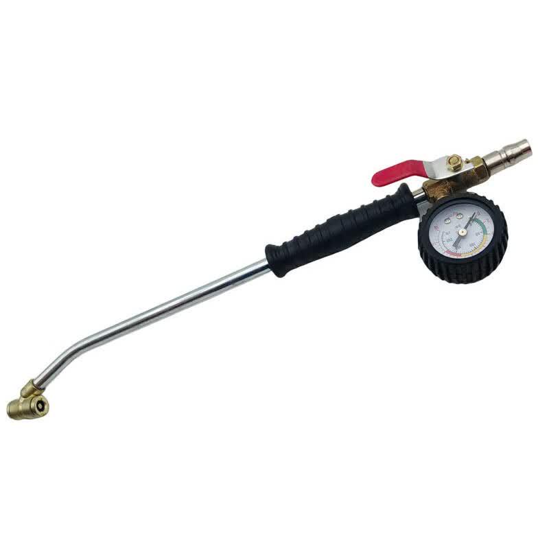 Lükūn Dual-Head Tire Inflator Rod with Pressure Gauge