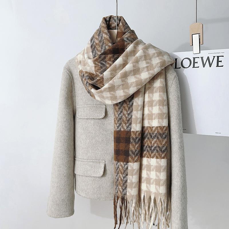 

Осенне-зимний ретро теплый шарф с бахромой, британский уличный колледж стиль, атмосфера, темперамент, элегантная шаль-шарф 60*180+20cm