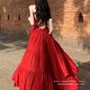 Sanya Photo Clothes Straps Super Fairy Red Halter Suspender Long Dress Vacation Thai Dress Seaside Beach