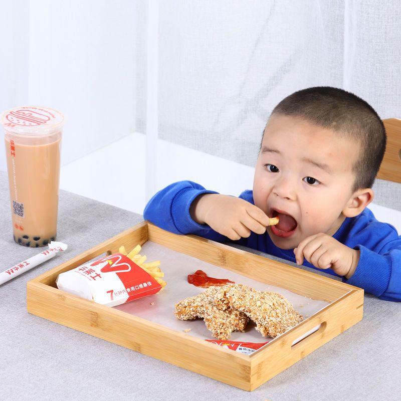 ZISIZ Bamboo Round Edge Tea Tray