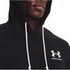 Under Armour Rival Terry Short Sleeve Hoodie With Drawstring And Solid Color Pattern Print Men Tops Black 1370396-001