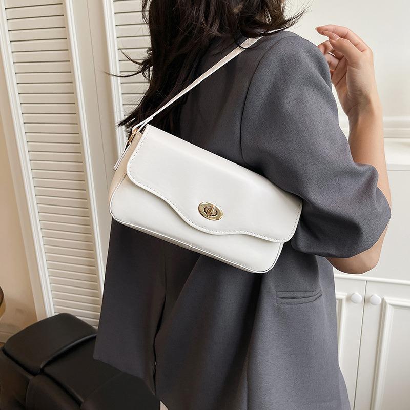 Retro Fashion New Large-capacity Lock Casual Work Commute Single Shoulder Underarm Small Square Women's Bag