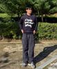 BLOND9 Slogan Round Knit Sweater_Navy (Type B)