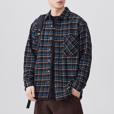 Spring New Japanese Retro Men's Loose Shirt Color Plaid Casual Work Shirt Jacket