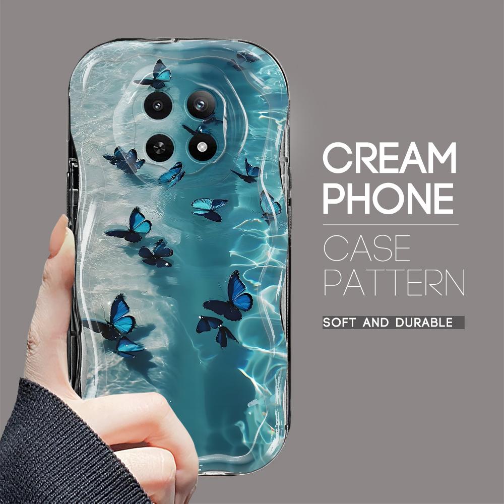 Kreslený vzor krémová textura pouzdro vlnitý okraj měkký silikonový kryt pouzdro na telefon pro OPPO Reno Realme OnePlus Vivo