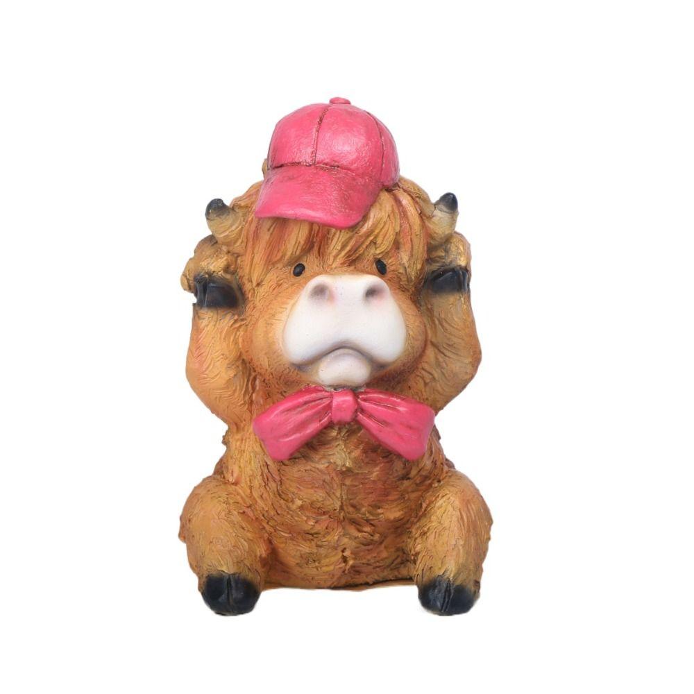 Realistic Highland Cow Decor Resin Animal Action Figure Cartoon Cow Ornament  Kids Birthday Gift