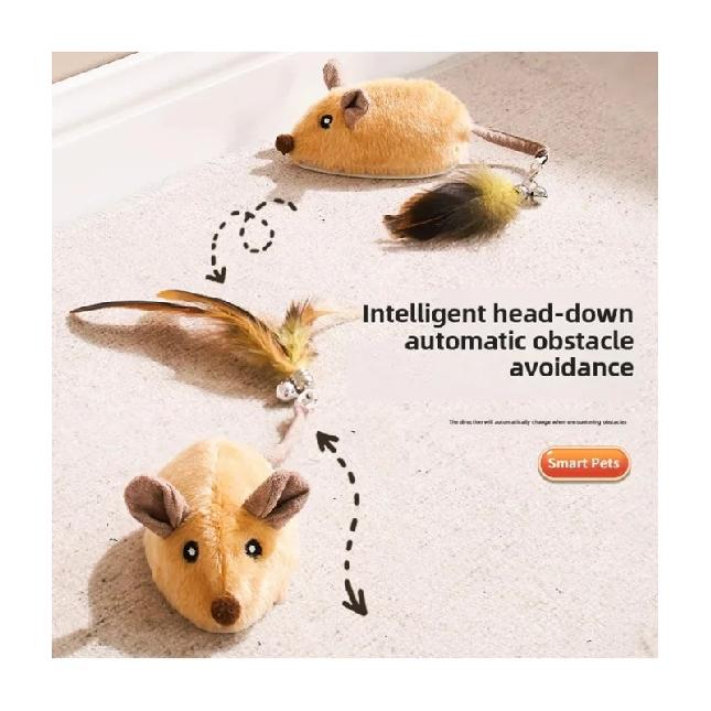 Automatic Sensing Moving Mouse Interactive Cat Toys Electronic Remote Squeaky Cat Toy For Kitten USB Rechargeable Pet Plush Toy