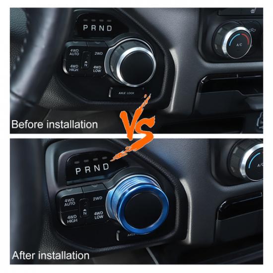 Gear Shift Switch Knob Cover Trim Ring for Dodge RAM 2018+ Blue Aluminum Alloy