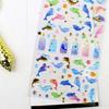 6Sheets Gold Foil Embossed Sticker Clear Cartoon PVC Resin Decorative Sticker for Journal Notebook Scrapbooking Supplies