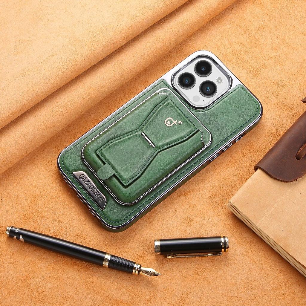 2 In 1 Magnetic Card Holder Leather Magsafe Phone Case for IPhone 14 12 13 15 Pro Max 15Plus Bank Card Wallet Shockproof Cover