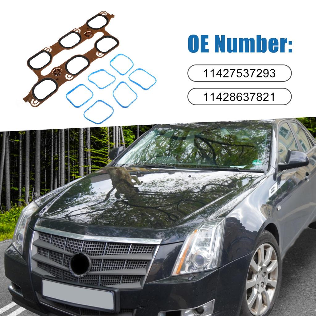 ABSOPRO Cylinder Engine Intake Manifold Gaskets 12691199 and 12673301 with Upper and Lower Throttle Body Gaskets for Cadillac CTS 2008-2011