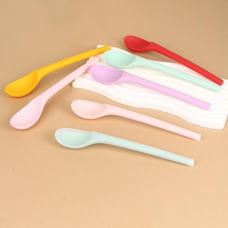Silicone Spoon Small Spoon With Long Handle Heat Resistant Easy To Clean Non-Stick Rice Spoons Tableware Utensil Kitchen Tool