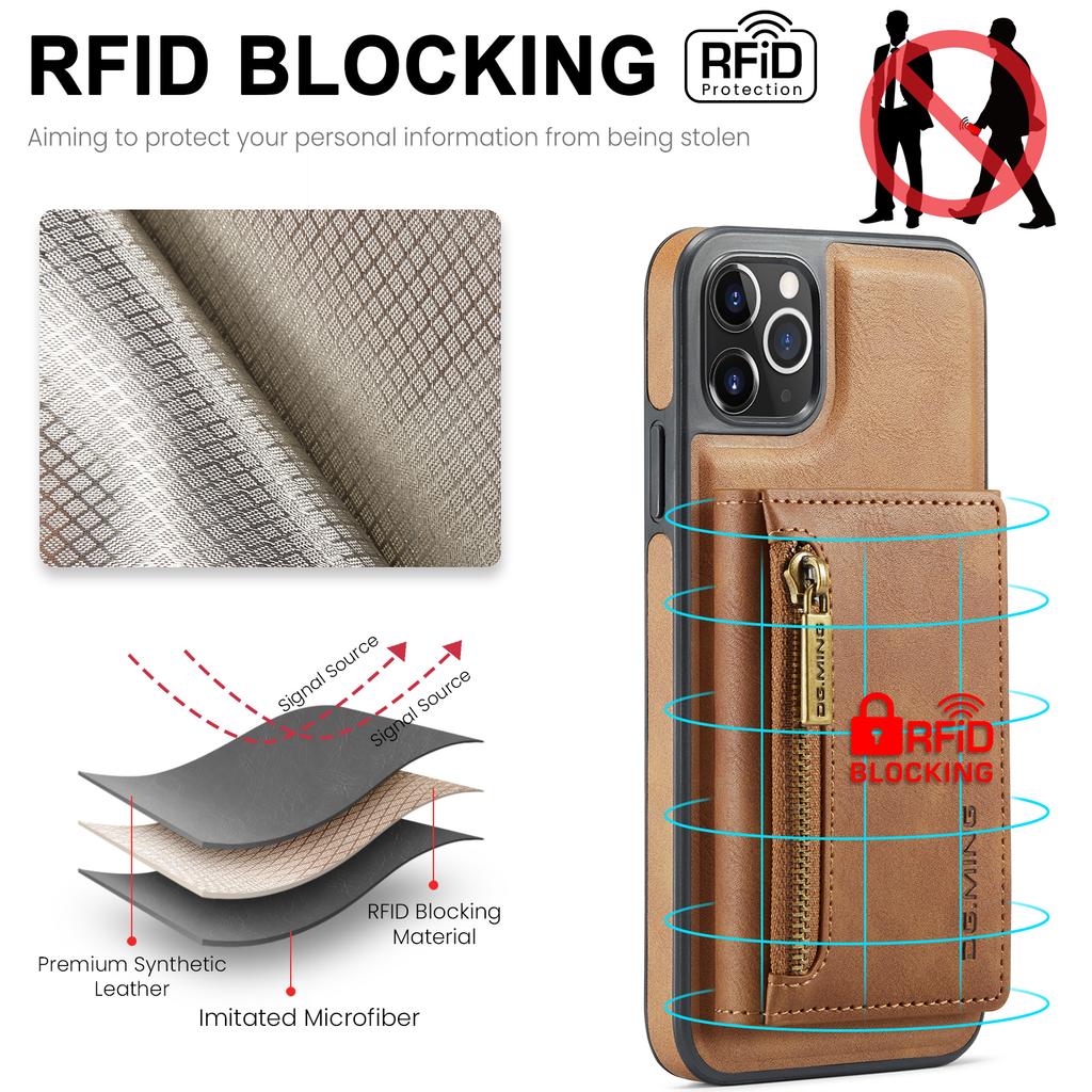 DG.MING M5 Series For iPhone 11 Pro Case Detachable Magnetic Leather Phone Cover with Card Slots