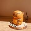 Capibala Cute Animal Small Model Statue Solid Capybara Wood Carving Home Room Office Car Decoration Accessories