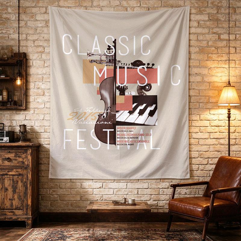 Classic Music Festival Instrument Collage Retro Poster