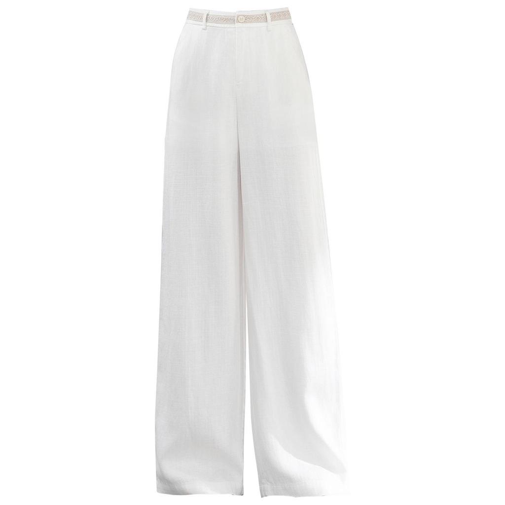 Women's High-Waist Tencel Linen Wide-Leg Pants - Korean Style, Loose Drape, Trendy for Spring/Summer 2026