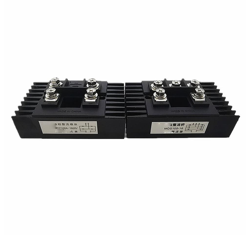 2Pcs Single Phase Bridge Rectifier 100A 1600V 4 Terminals Current Conversion Module Waterproof
