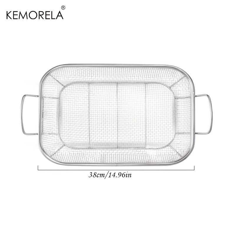Stainless Steel Grill Basket, Square BBQ Basket with Handle for Vegetables Chicken Meat Fish, Outdoor Cooking Grilling Tool