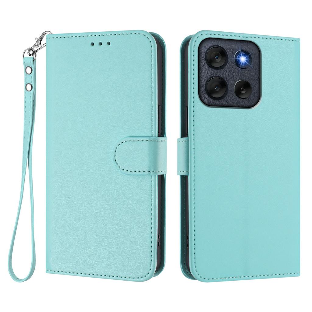 For Motorola Moto G56 5G Leather Case Wallet Stand Phone Cover with Wrist Strap