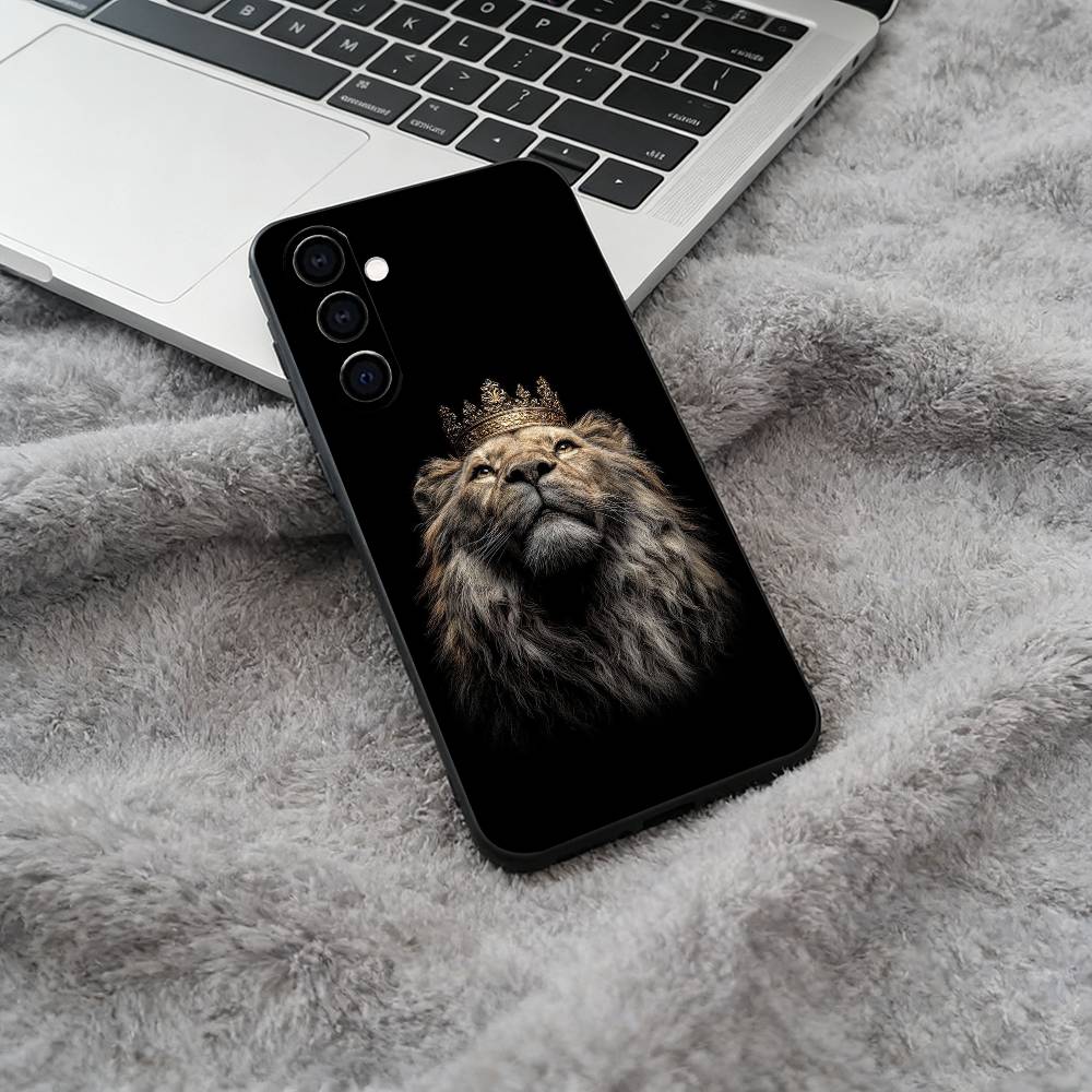 Lion- Pattern Phone Case For Samsung Galaxy A73,A71 A72,A70,A53,A52,A51,Soft Silicone Black Cover