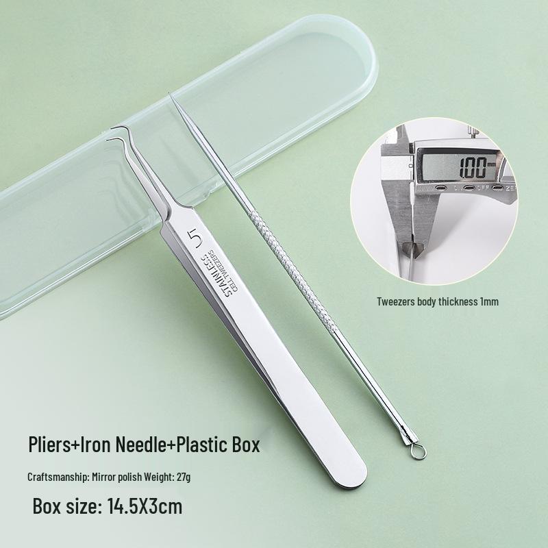 Stainless Steel Blackhead Remover Tool Set: Clips and Needles for Acne and Pimple Care