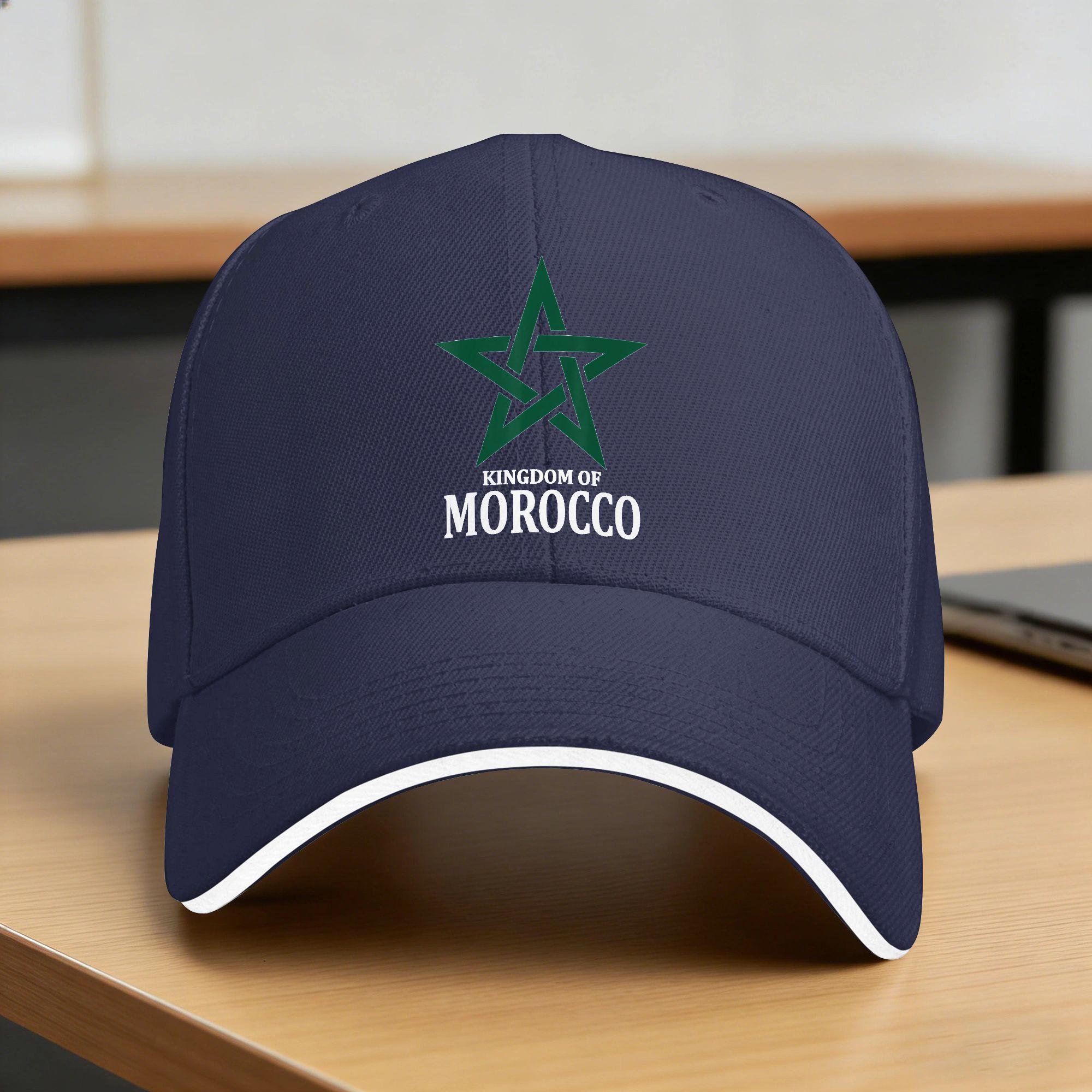 Casquette de Baseball Casual Drapeau du Royaume du Maroc Randonnée Pêche Hip Hop Chapeaux Été Couple Femmes Ajustée Casquettes de Baseball Rétro One Size blue