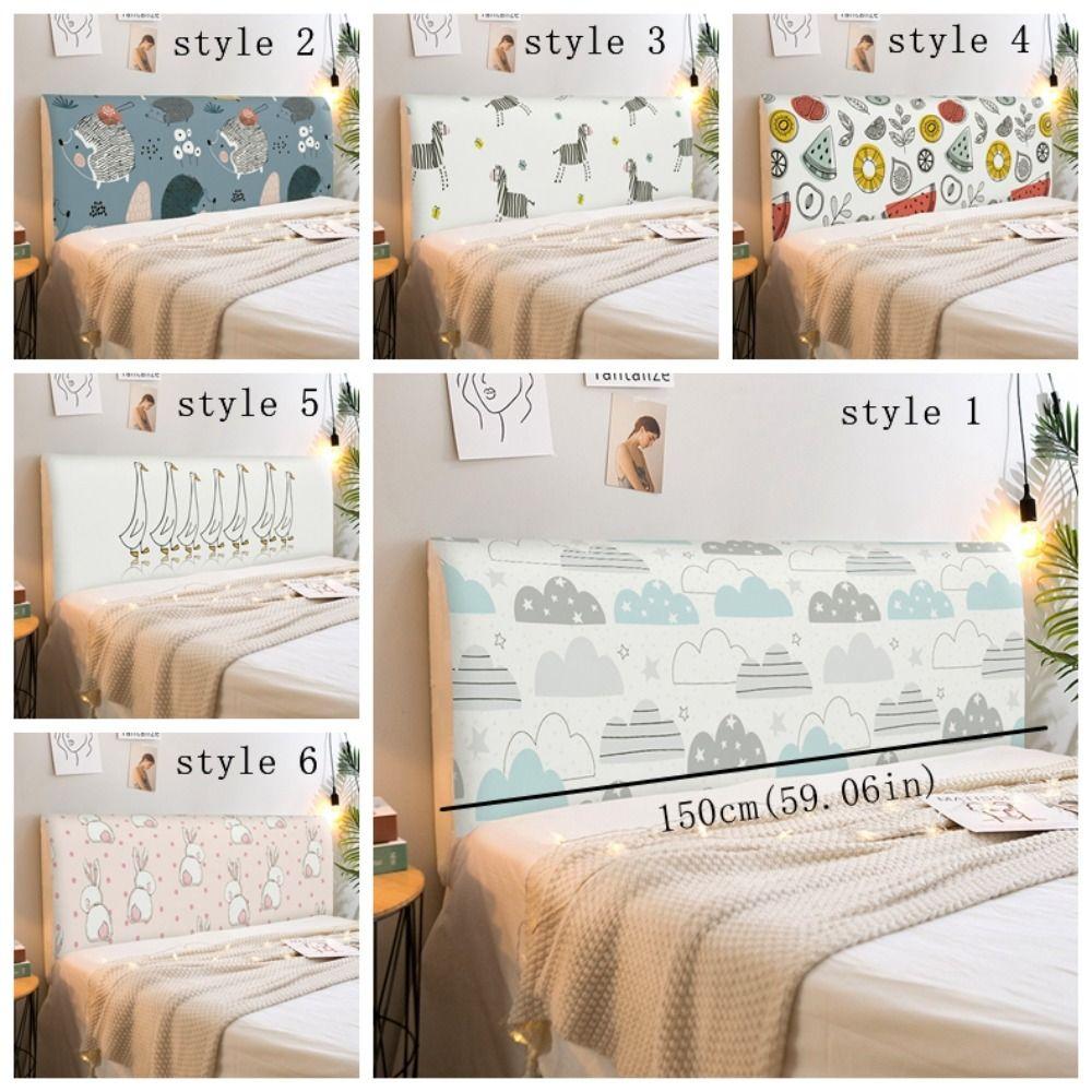 Cartoon Elastic Bedhead Cover Thicken Print Design Bed Head Slipcover Non-slip Washable Headboard Cover Bedroom