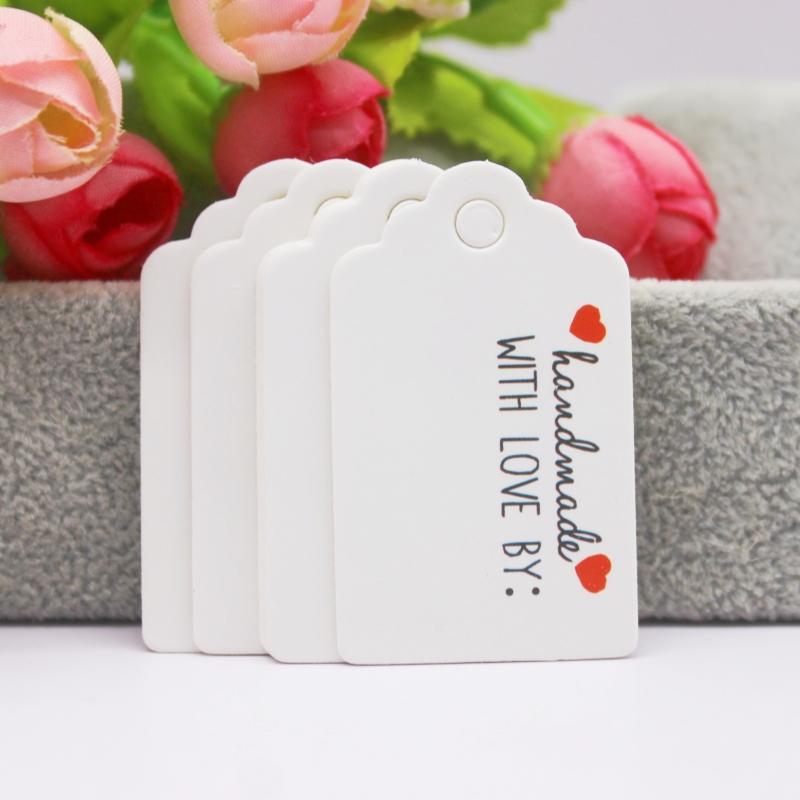 100 szt. + 100 sznurków 3x5 cm biały/papier kraft. Dziękujemy za ręczne wykonanie zawieszki do etykiety