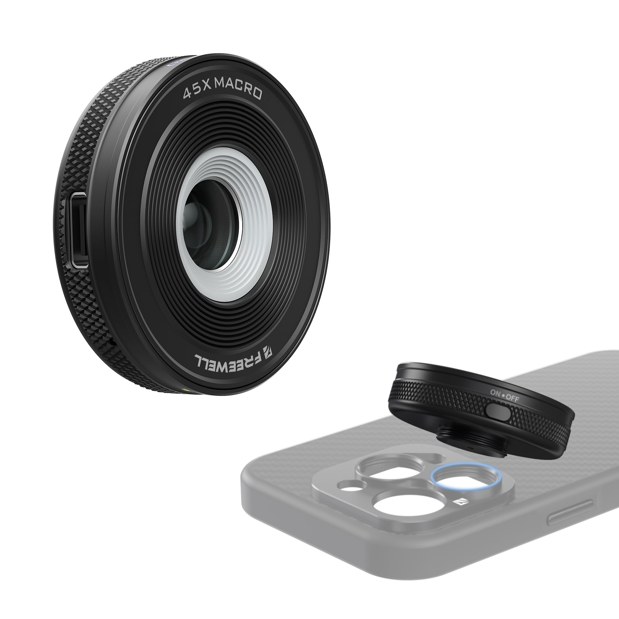 

Макрообъектив Freewell 45x, совместимый с чехлами Freewell Sherpa и клетками Genius Rig (Крепление 17 мм) iPhone/Galaxy