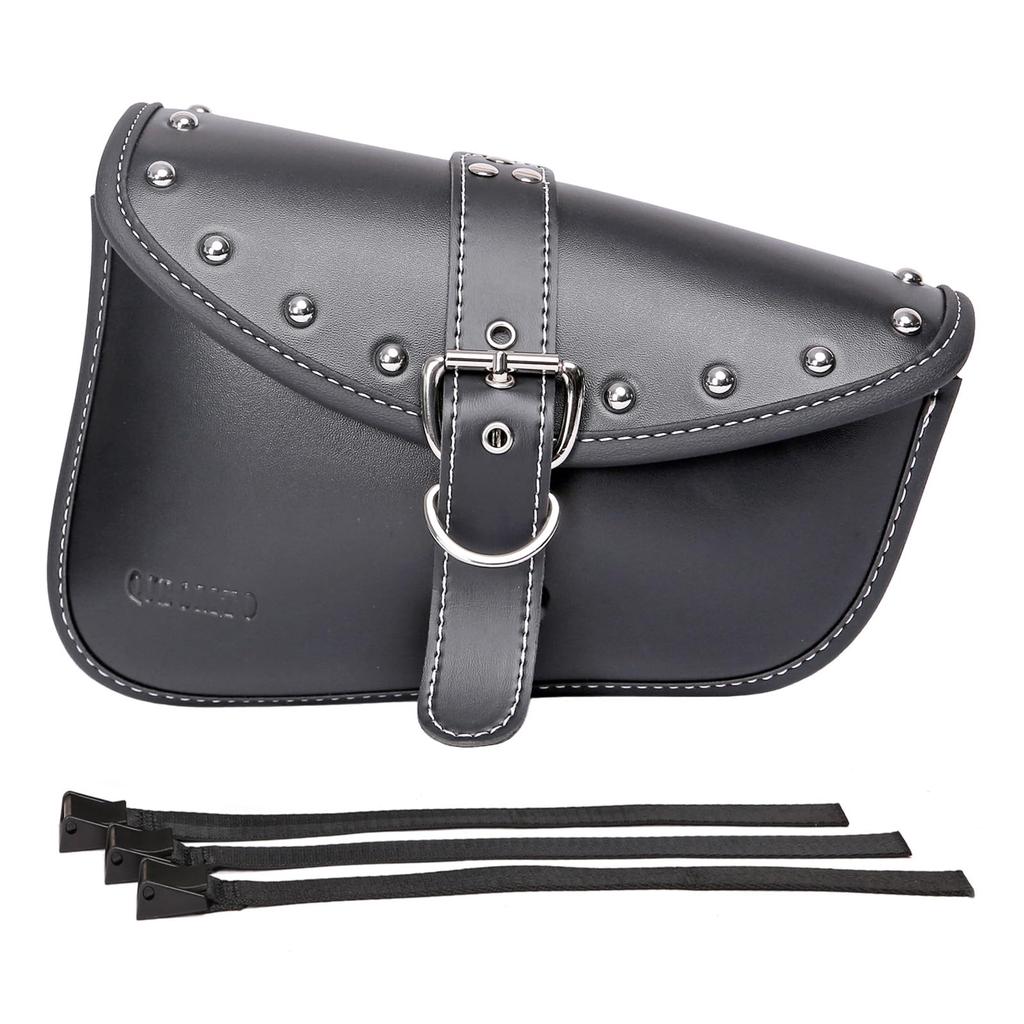 QJBOMTO Motorcycle Saddlebag Side Bag Saddlebag Sportster PVC Leather Waterproof Side Tool Bag Universal Storage Tool Bag for Size Right Side -