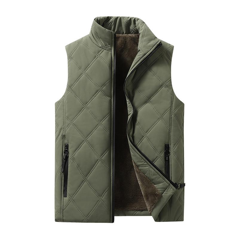 Gilet Uomo Stile Coreano Foderato in Pile Spesso Autunno Inverno Trapuntato a Rombo con Zip Senza Maniche Gilet Casual Caldo Gilet da Vita