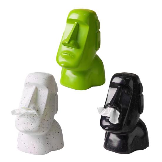 Držák na kapesníky socha Moai Kryt na krabičku na kapesníky socha Velikonočního ostrova 3 v 1 držák na brýle stojan na sluchátka dekorativní držák na kapesníky do obývacího pokoje