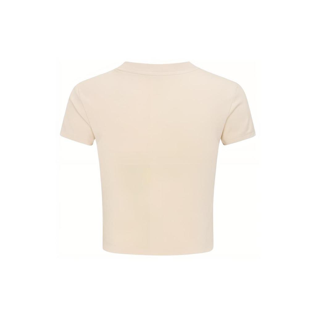 Calvin Klein SS23 Solid Color Crew Neck Cropped Short Sleeve T-Shirt Women Tops Light-Khaki J221172-ACI