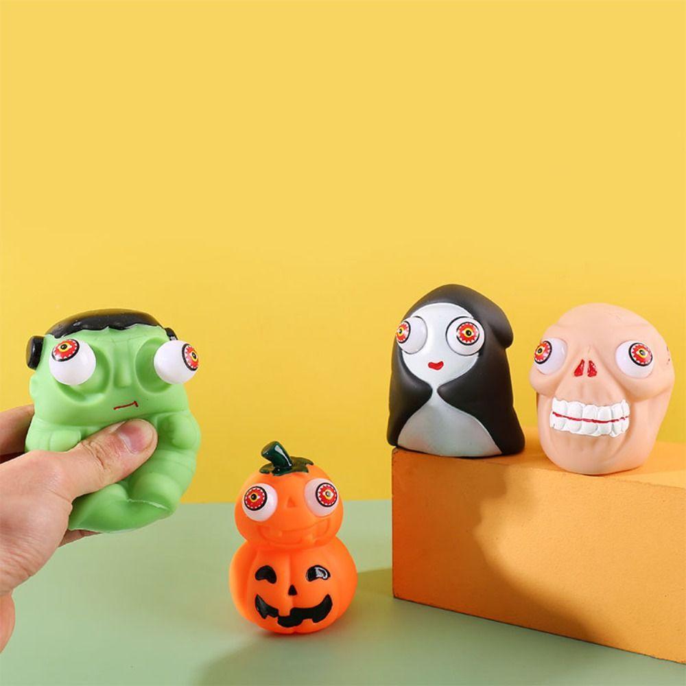 Relief Stress Pumpkin Ghost Head Squeeze toy Slow Rebound Halloween Eye-popping Toy   Children Toys