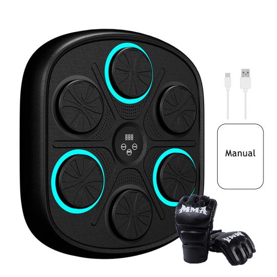 Smart Music Boxing Machine Wall Mounted Speed Modes Adjustable Electronic LED Boxing Training Target Punching Pad Home Gym Workout Equipment