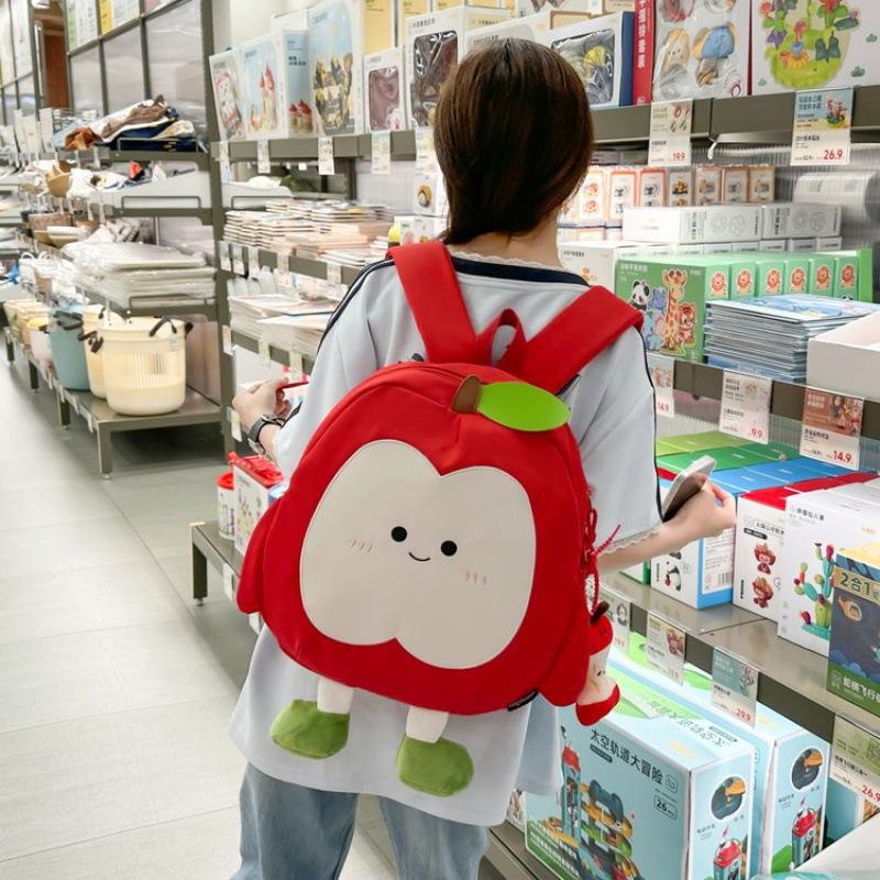 Schoolbag Cute Apple Backpack Women's 1011 New Cartoon Student Small School Bag Travel Backpack Leisure Commuter Bag
