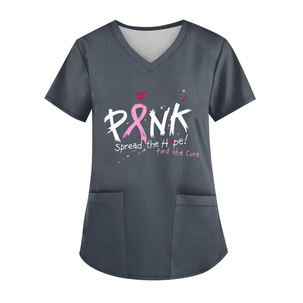 Women's V-Neck Short-Sleeve Pocketed Top With Side Slit