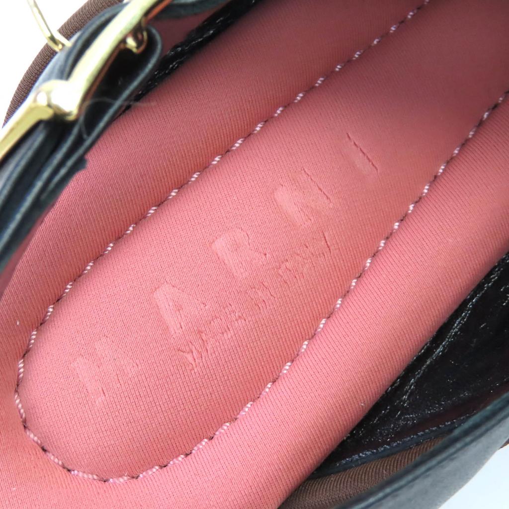 MARNI Sandals Leather cross strap platform sole Black pink l37 SAMA002708 Used