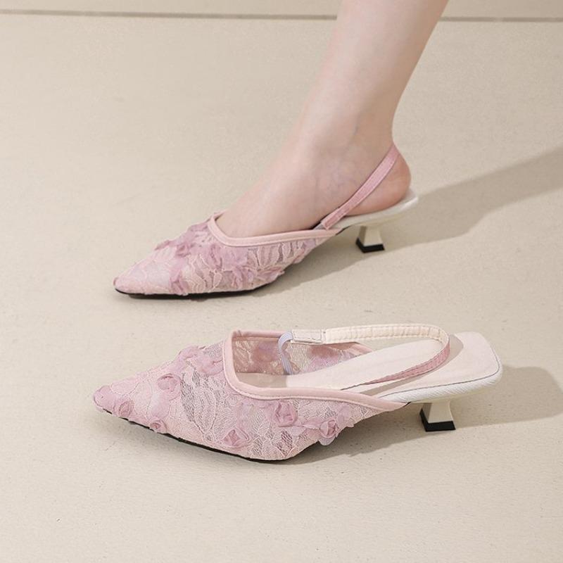 Baotou back empty cool slippers women's new summer outer wear temperament with skirt high heels versatile casual women's shoes