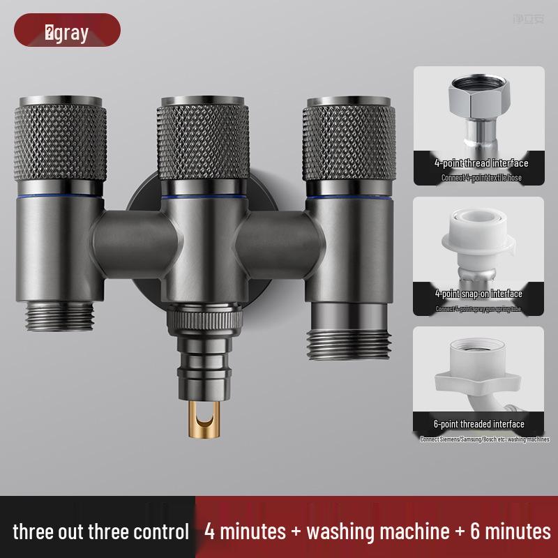 All-Copper Three-Way Diverter Valve with Triple Control Angle Faucet