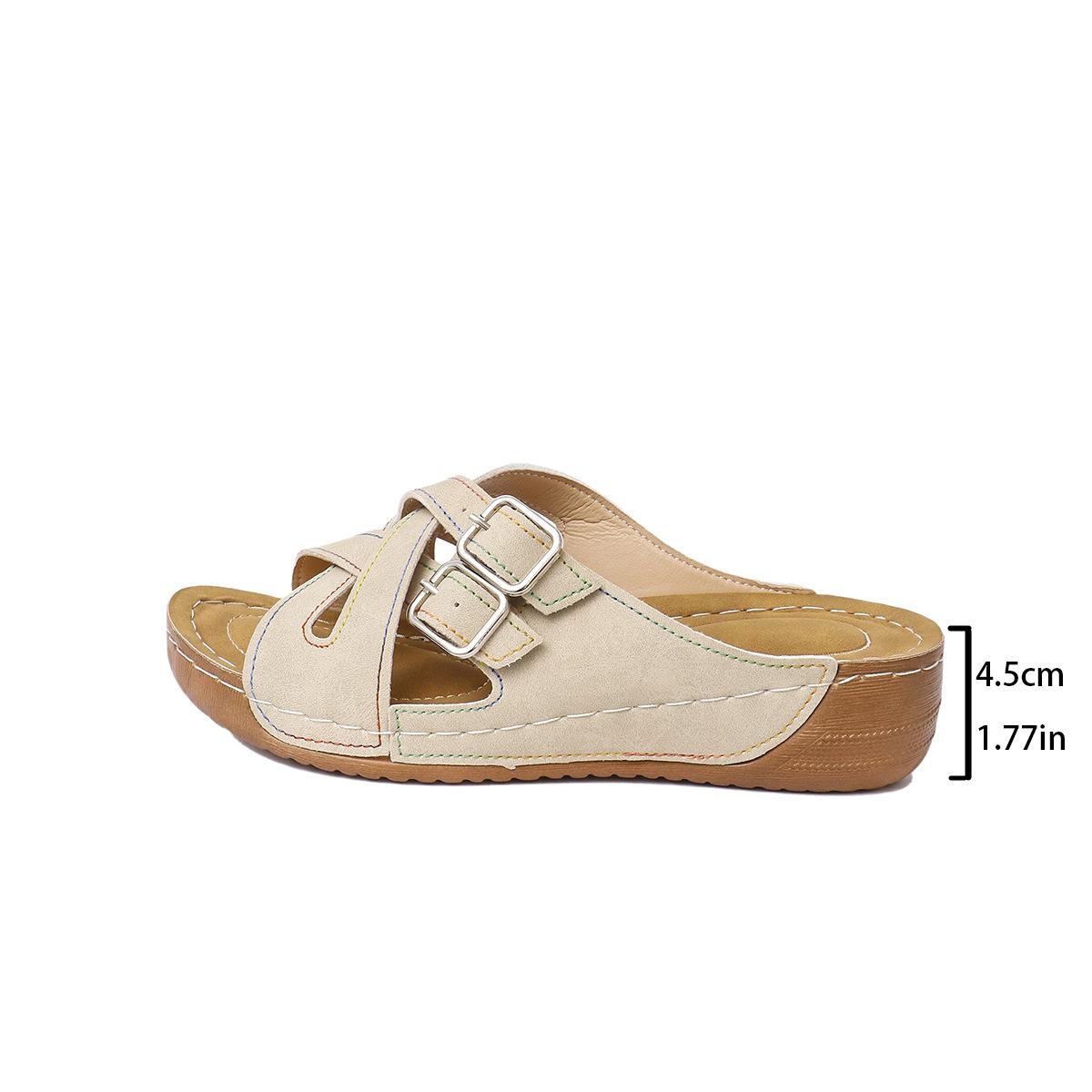 

Fashion Women Slippers Summer Wedge 2025 Peep Toe Sandals Anti-slip Casual Female Platform Retro Outdoor Beach Shoes Sandalias De Mujer 43