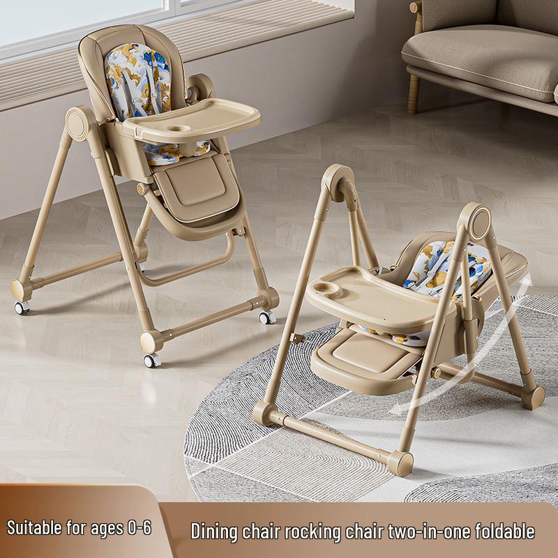 Multifunctional Foldable Baby High Chair & Rocker: Reclining, Rocking, and Dining Seat for Children