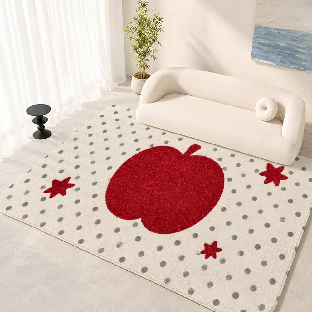 Fruity Cartoon Dotted Textures Floor Mat Flannel Rug Soft Non Slip Washable Door Mat For Bathroom Bedroom Kitchen Home Decor